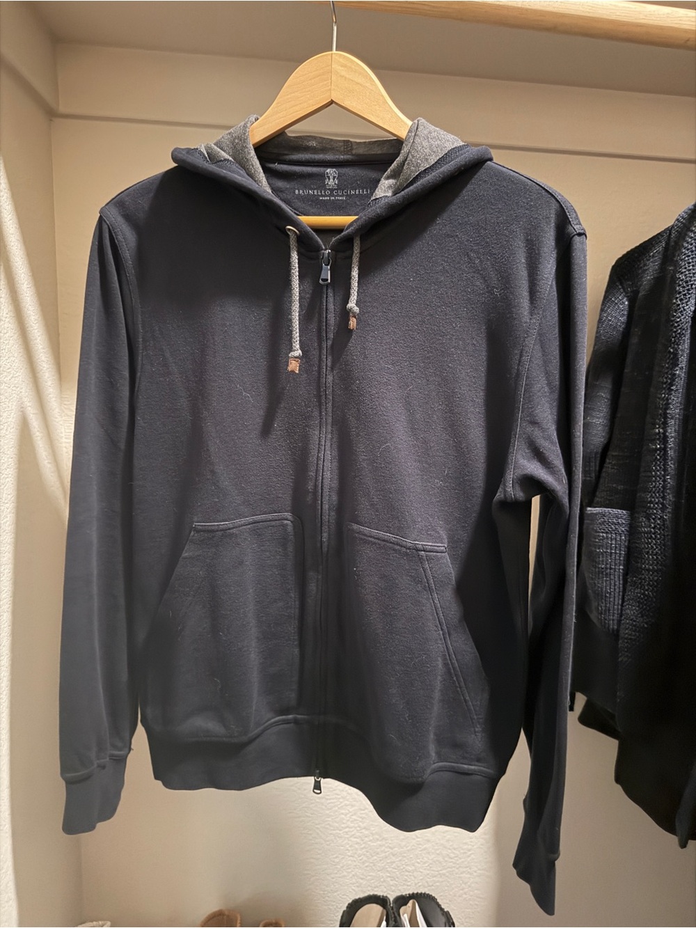 Brunello Cucinelli Men's Dark Navy Full-Zip Hoodie